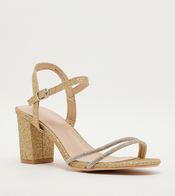 Buy DEEZEE @ CCC Embellished Block Heel Sandals In Gold