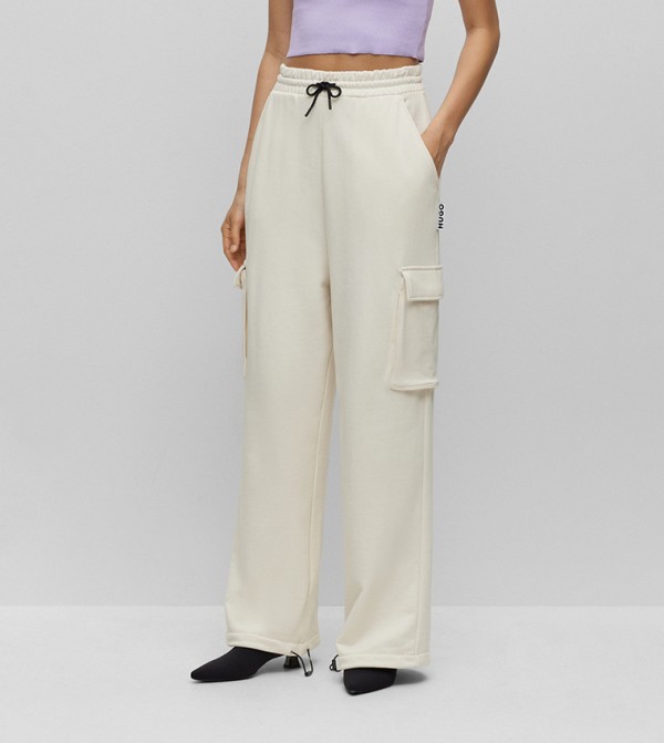 Buy Hugo Solid Drawstring Waist Cargo Pants in White 6thStreet UAE