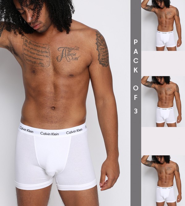 3-Pack Elasticated Waistband Logo Printed Trunks