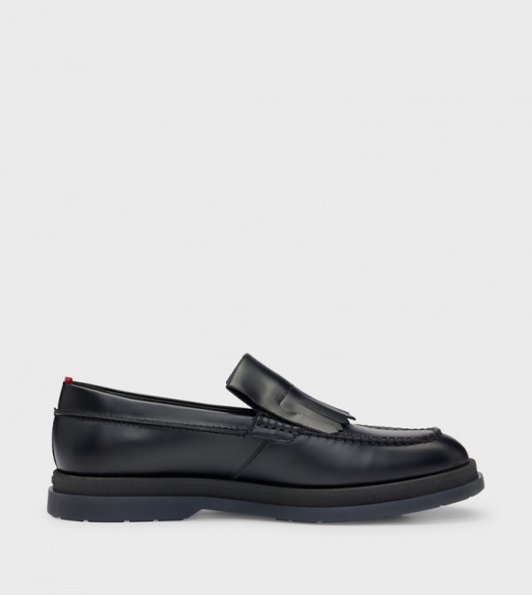Leather Fringe Trim Loafers