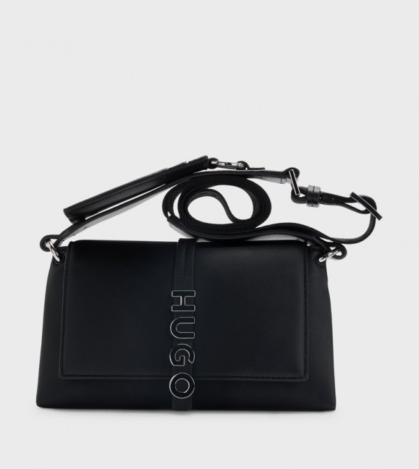 Logo Metal Faux Leather Crossbody Bag