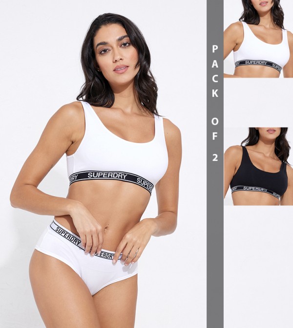 Buy Calvin Klein Unlined Sports Bra With Logo Waistband In White