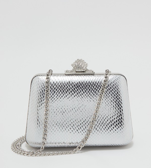 Dune silver clutch online bag