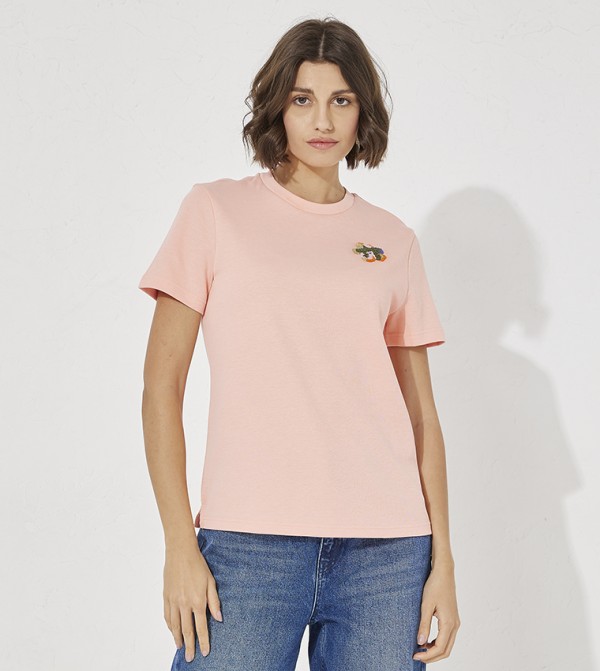 Renako Flower Embroidered T-Shirt