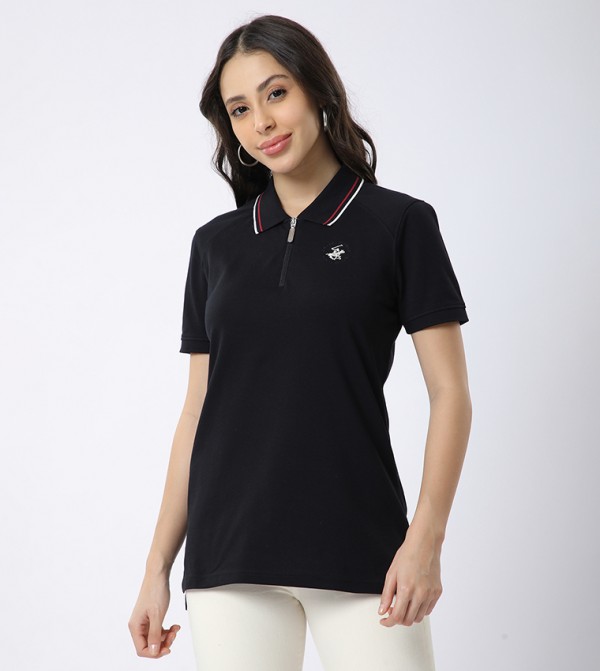Contrast Tipping Short Sleeves Polo T-Shirt