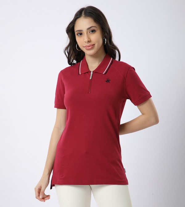 Contrast Tipping Short Sleeves Polo T-Shirt