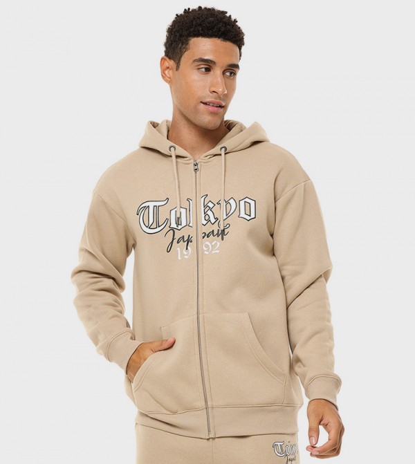 Varsity Hoodie Jacket with Zipper Closure