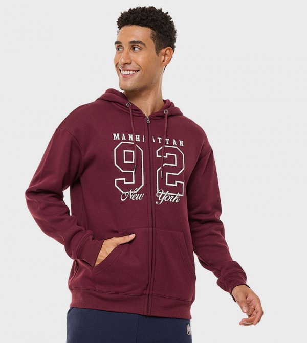 Varsity Hoodie Jacket with Zipper Closure