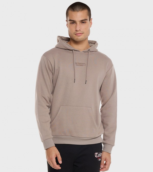Print Detail Hoodie with Long Sleeves