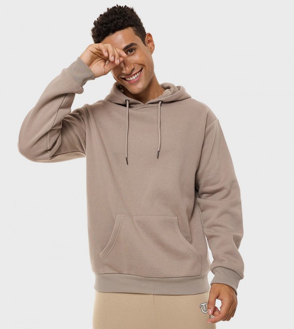 Solid Hoodie with Long Sleeves