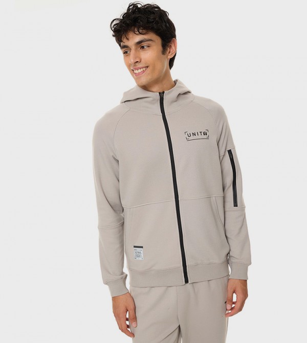 Print Detail Jacket with Zipper Closure