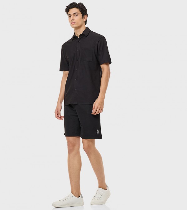 Textured Shorts with Drawstring Waist