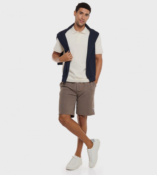 Textured Shorts with Drawstring Waist