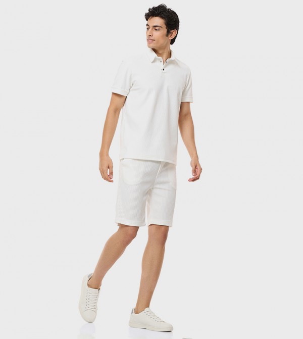 Textured Knitted Shorts with Drawstring Waist