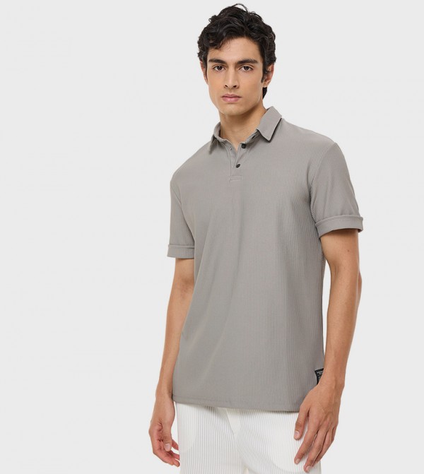 Solid Polo T-Shirt with Short Sleeves