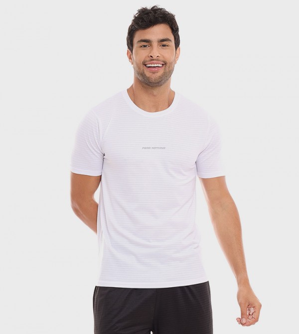 Printed Active T-Shirt with Crew Neck and Short Sleeves