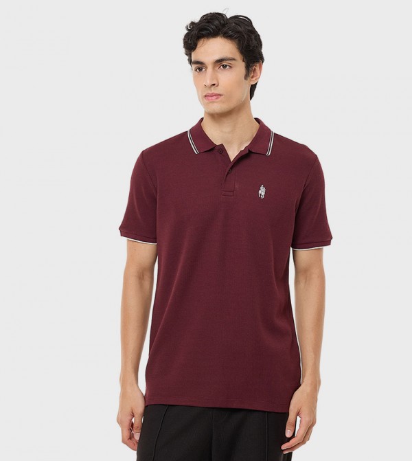 Solid Polo T-Shirt with Short Sleeves