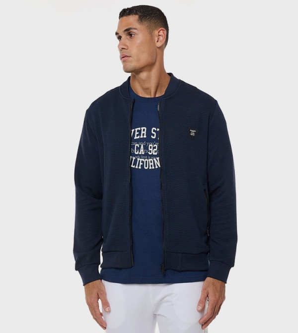 Logo Detail Jacket with Zipper Closure