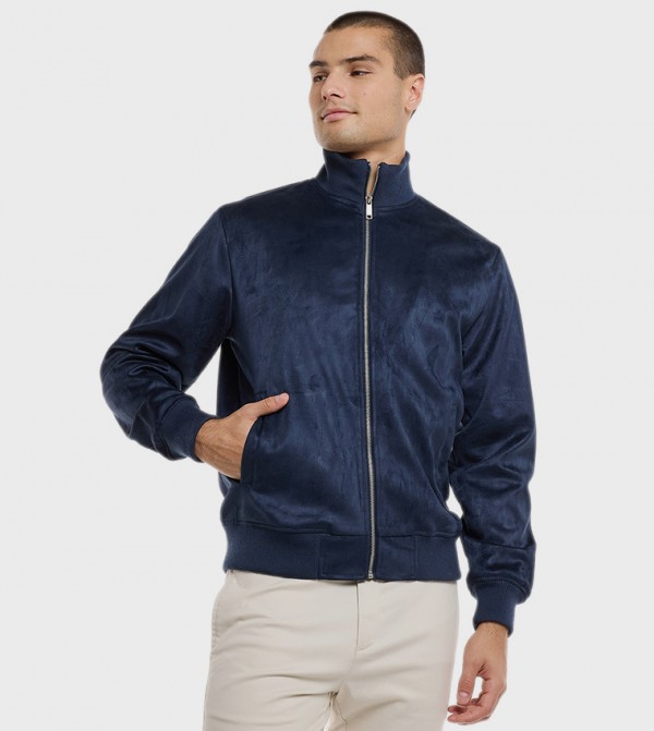 Solid Jacket with Zipper Closure