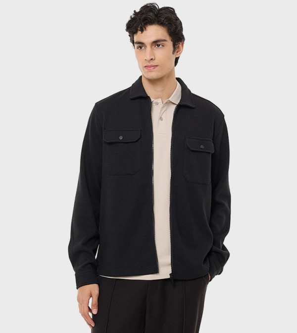 Solid Jacket with Zipper Closure