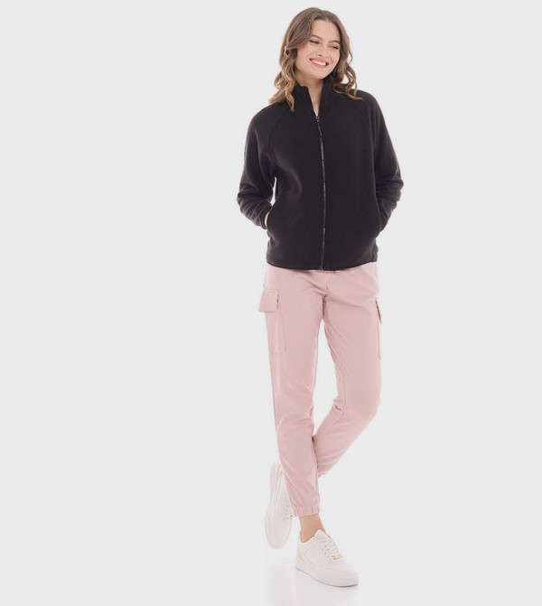 Solid Cargo Joggers with Drawstring Waist