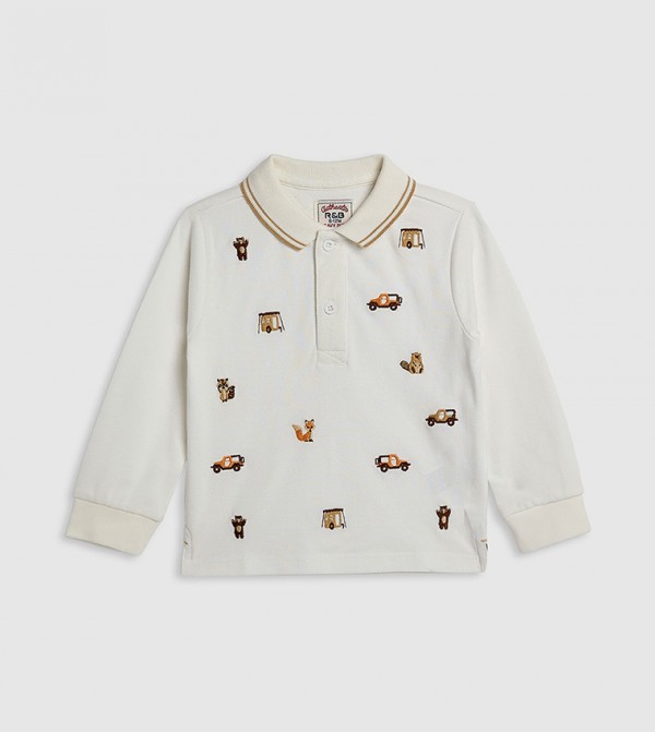 Embroidered Polo T-Shirt with Long Sleeves