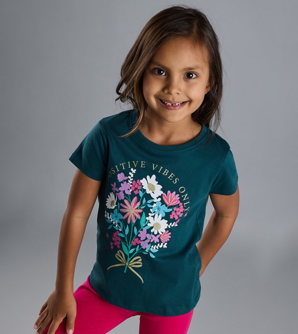 Printed T-Shirt with Crew Neck and Short Sleeves