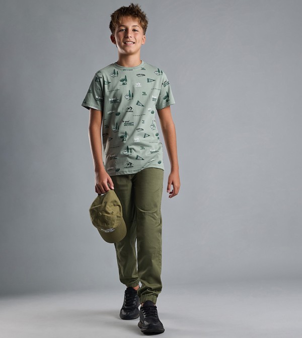 Printed T-Shirt with Crew Neck and Short Sleeves