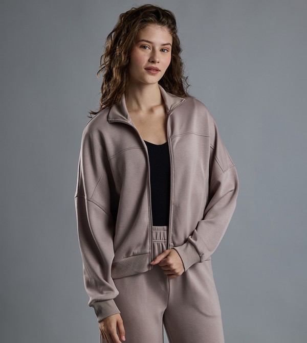 Solid Jacket with Zipper Closure