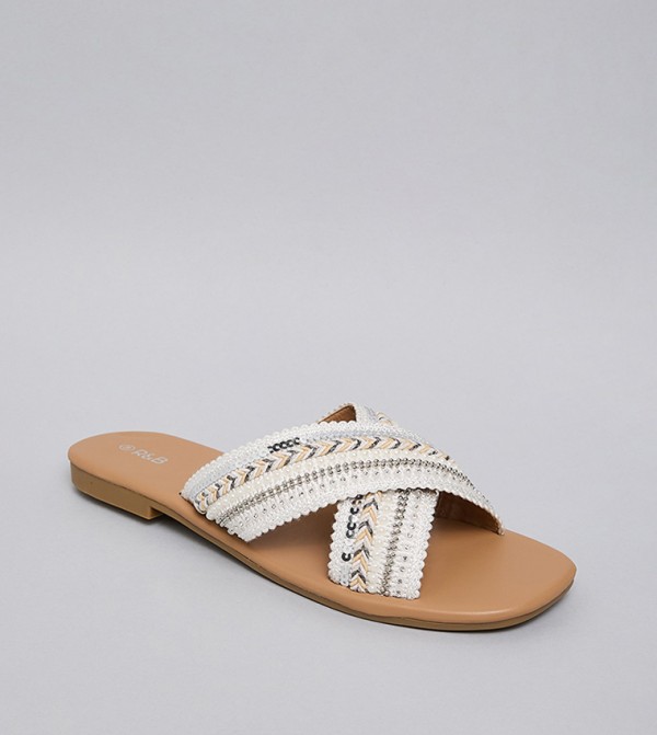Embroidered Flat Sandals