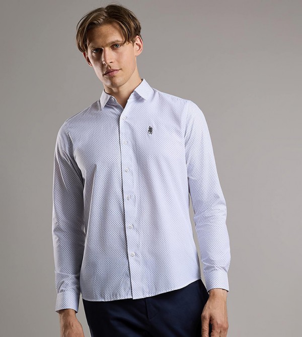 Patterned Shirt with Classic Collar and Long Sleeves