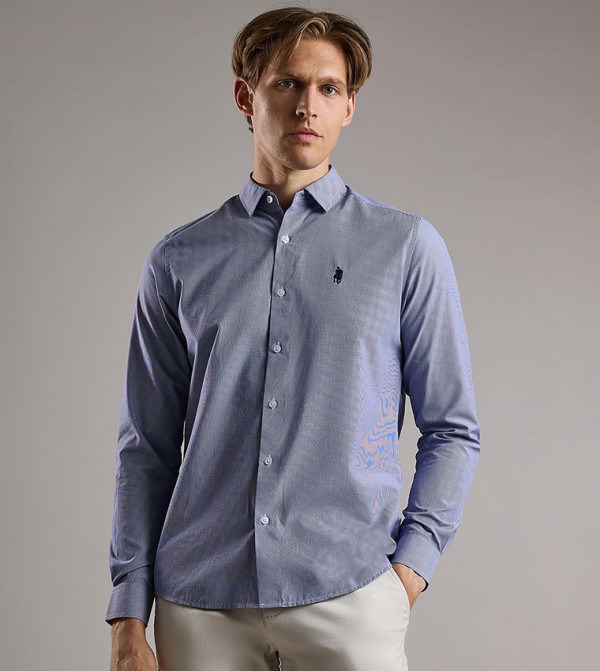 Patterned Shirt with Classic Collar and Long Sleeves