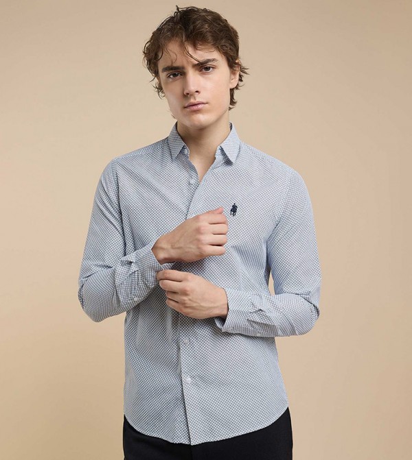 Patterned Shirt with Classic Collar and Long Sleeves