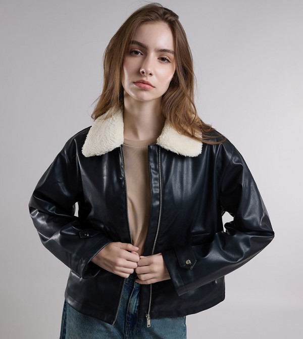 PU Jacket with Button Closure