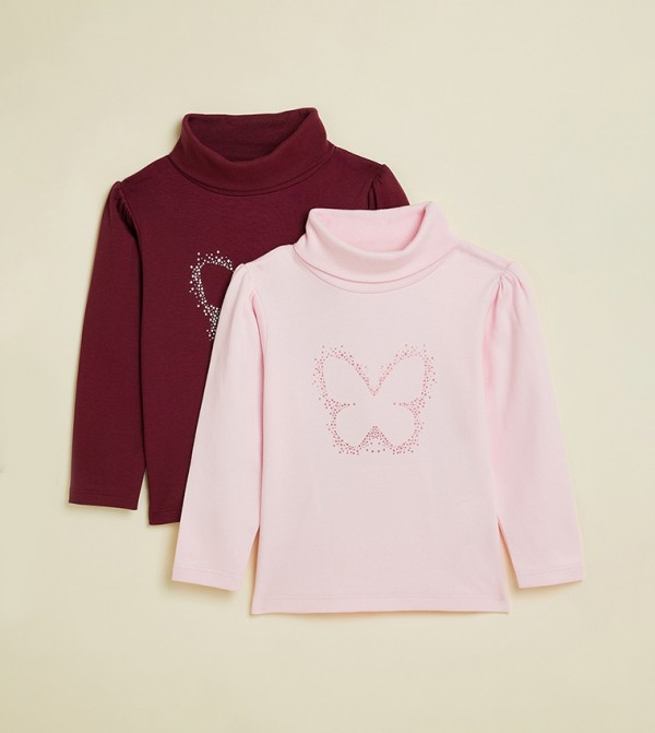 2 Pack Printed Tops with Long Sleeves