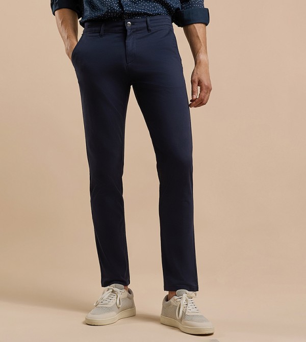 Solid Chinos with Button Closure