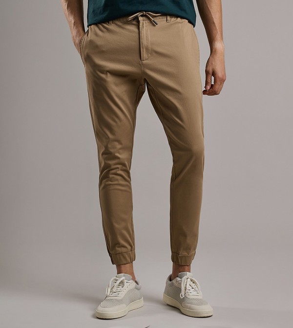 Solid Jogger Pants with Drawstring Waist