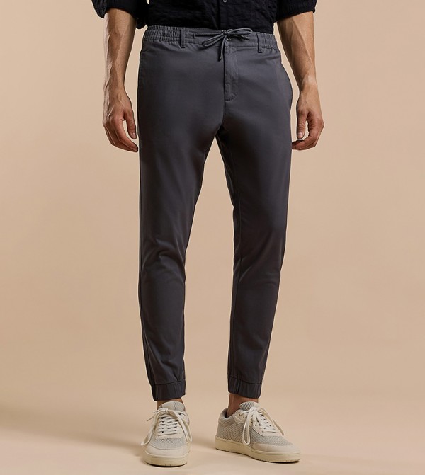 Solid Jogger Pants with Drawstring Waist