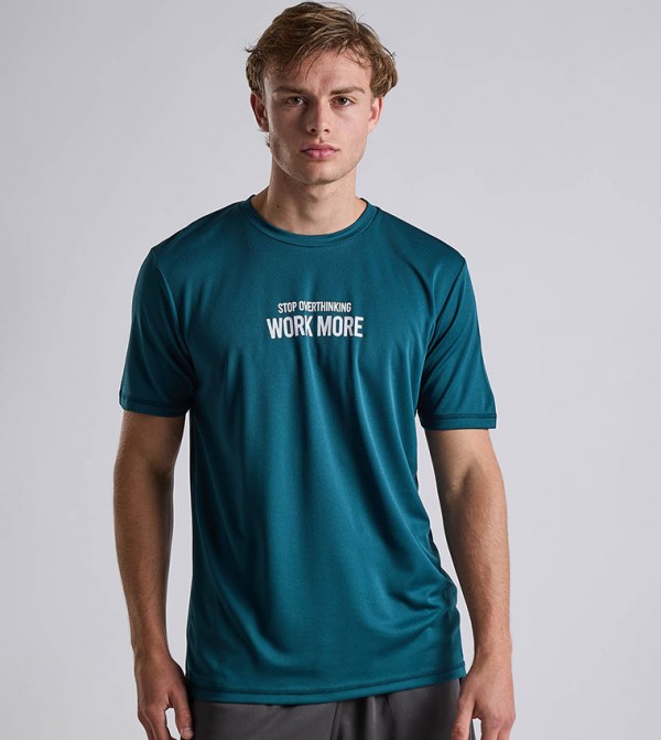 Printed Active T-Shirt with Short Sleeves