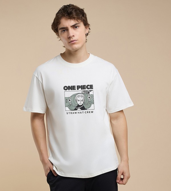 Printed T-Shirt with Crew Neck and Short Sleeves