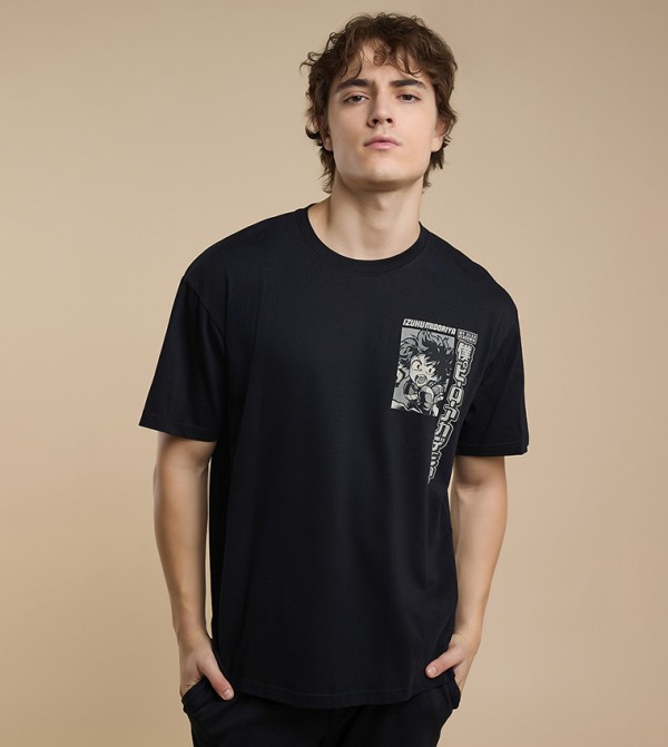 Printed T-Shirt with Crew Neck and Short Sleeves