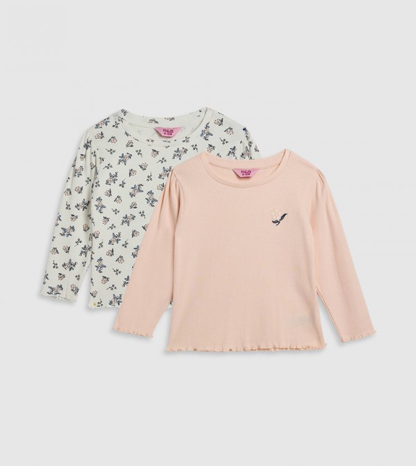 2 Pack Printed Tops with Long Sleeves