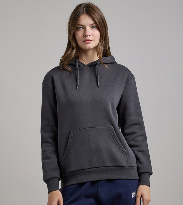 Solid Hoodie with Long Sleeves