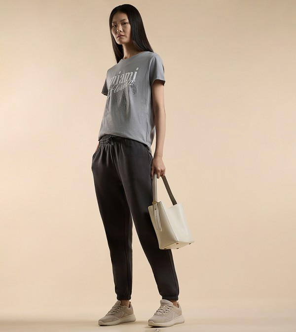 Solid Joggers with Drawstring Waist