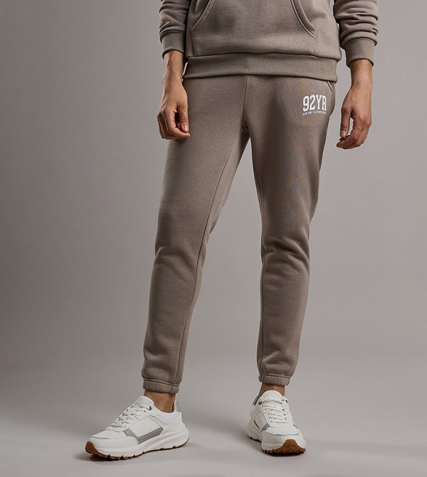 Embroidery Detail Joggers with Drawstring Waist