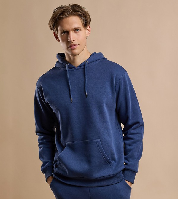 Solid Hoodie with Long Sleeves