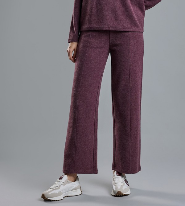 Textured Knit Pants with Elastic Waist