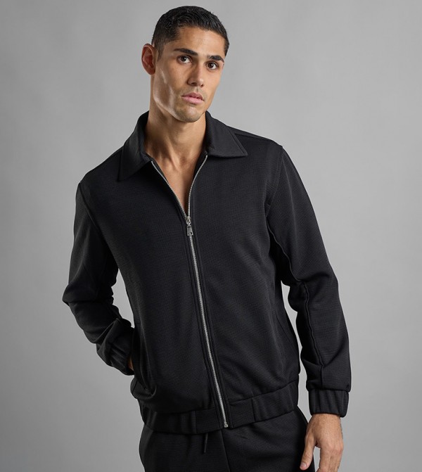 Solid Jacket with Zipper Closure