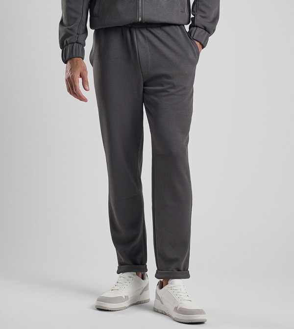 Textured Knit Pants with Elastic Waist
