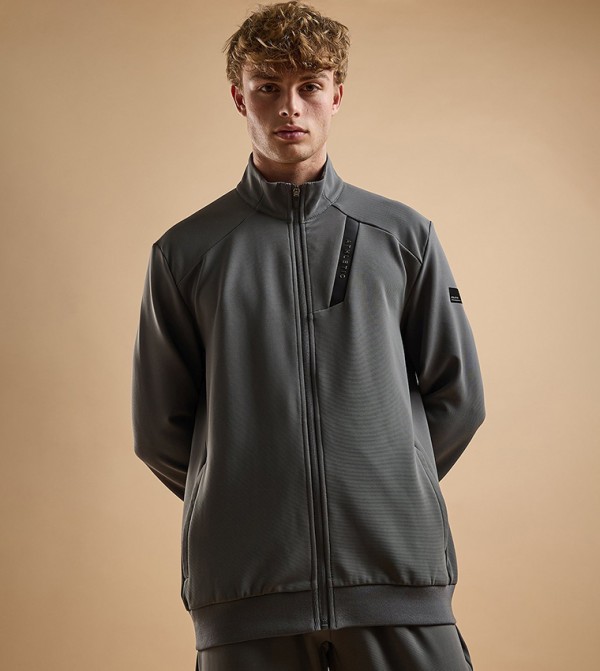 Solid Jacket with Zipper Closure